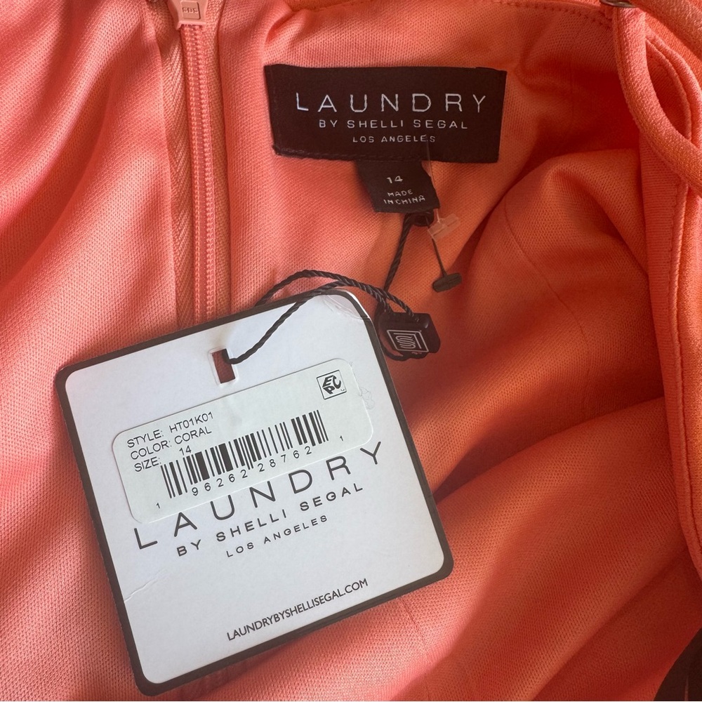 Laundry by Shelli Segal Coral Ruched Midi Dress NWT Size 14 - Picture 4 of 5